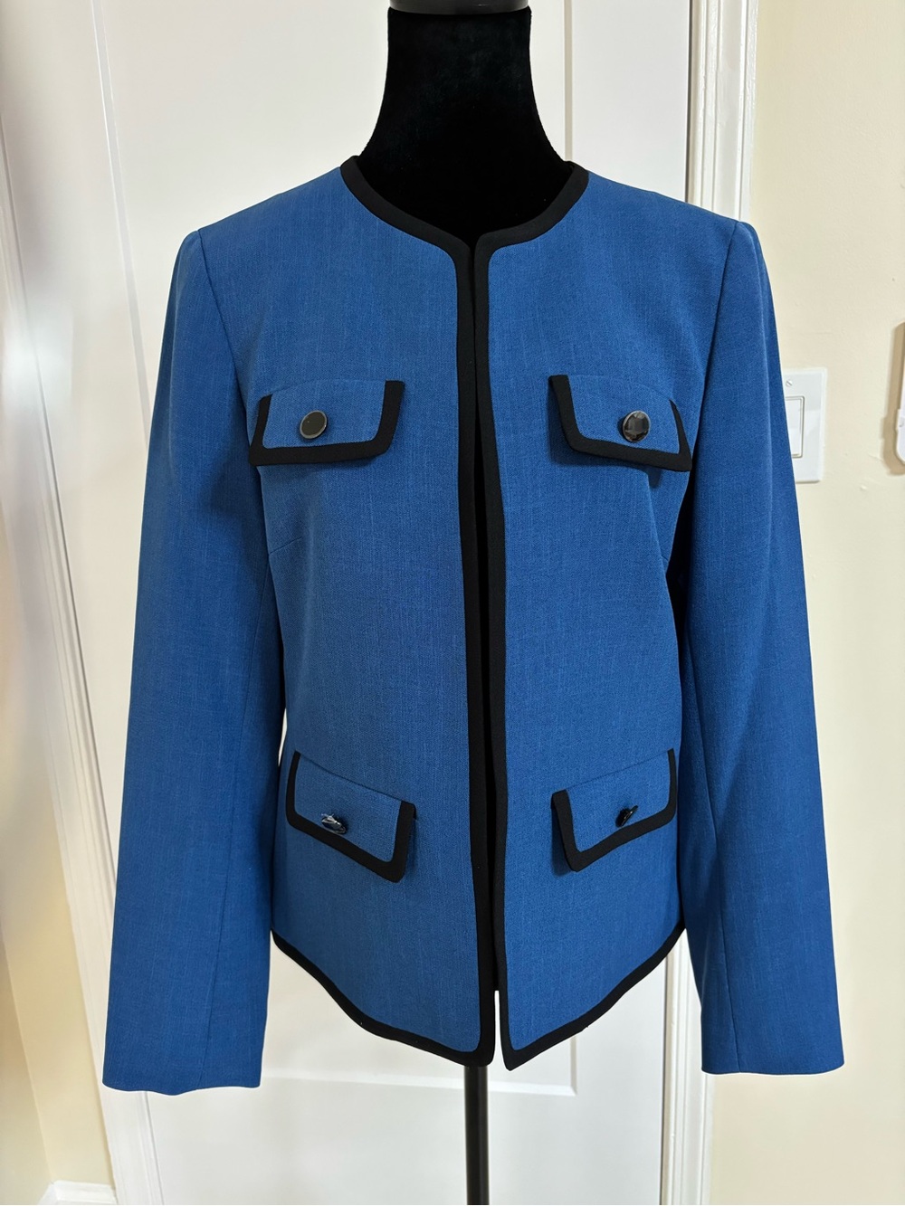 Kasper Blue Blazer with Black Trim